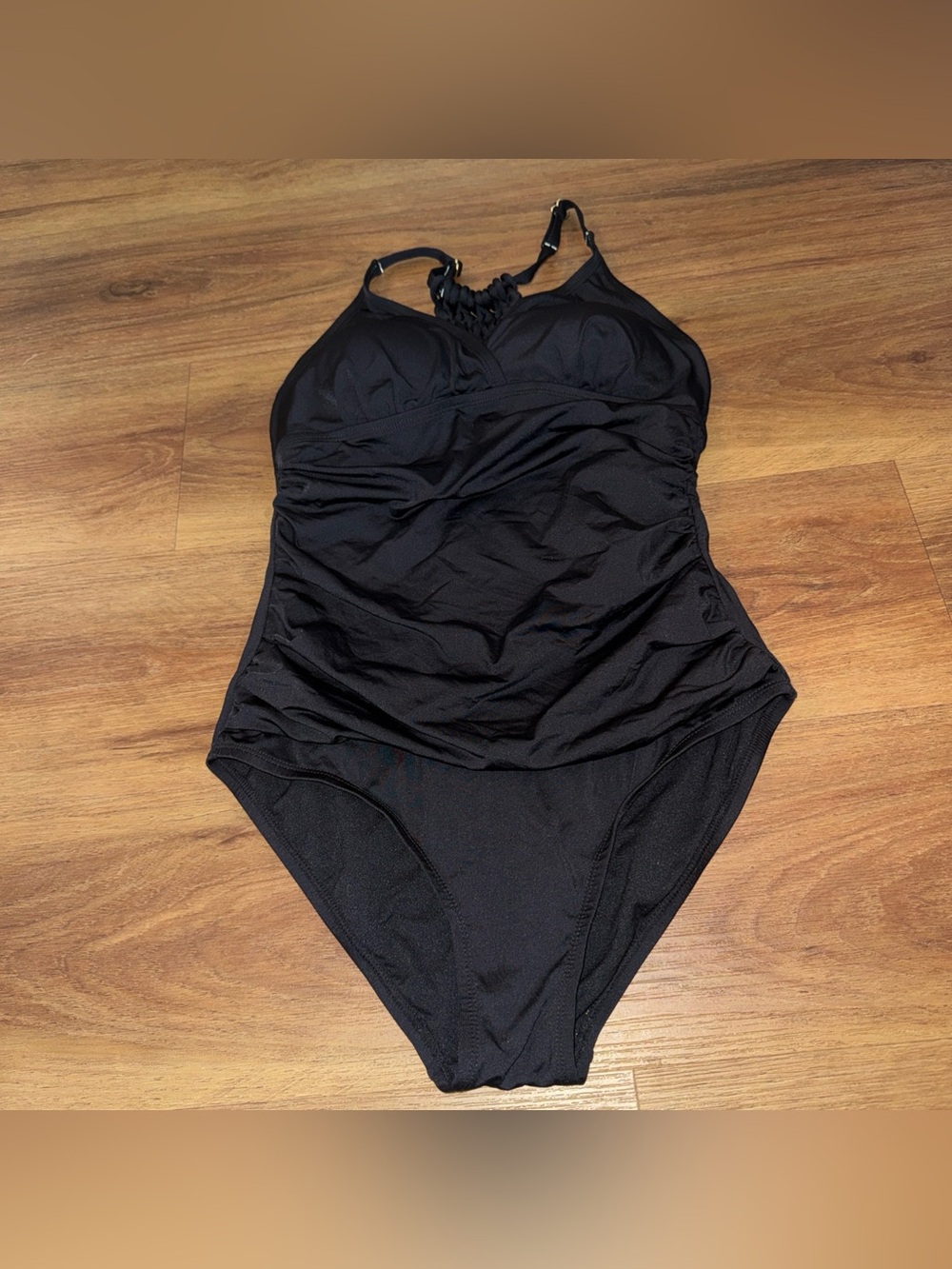 Firpearl Crochet Swimsuit Womens 6 Black One Piece Ruched Slimming Beach Resort